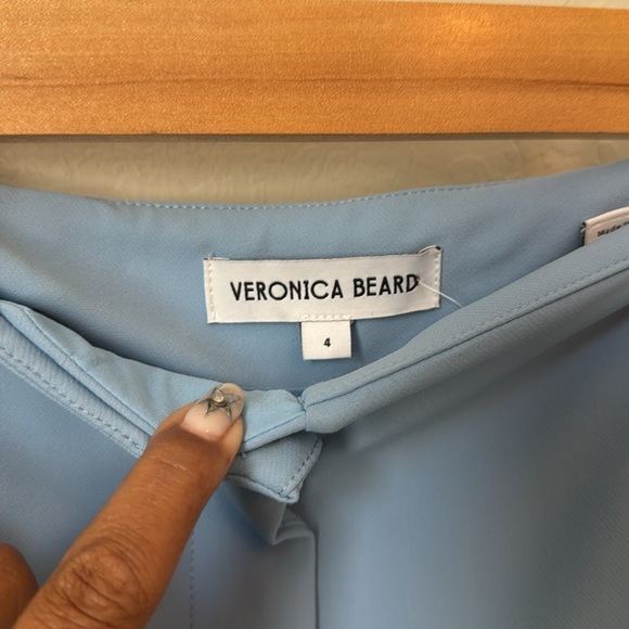 Veronica Beard Jaya Crop Pleated Stretch Pant Slack Hydrangea Blue Size 4 - Picture 6 of 8